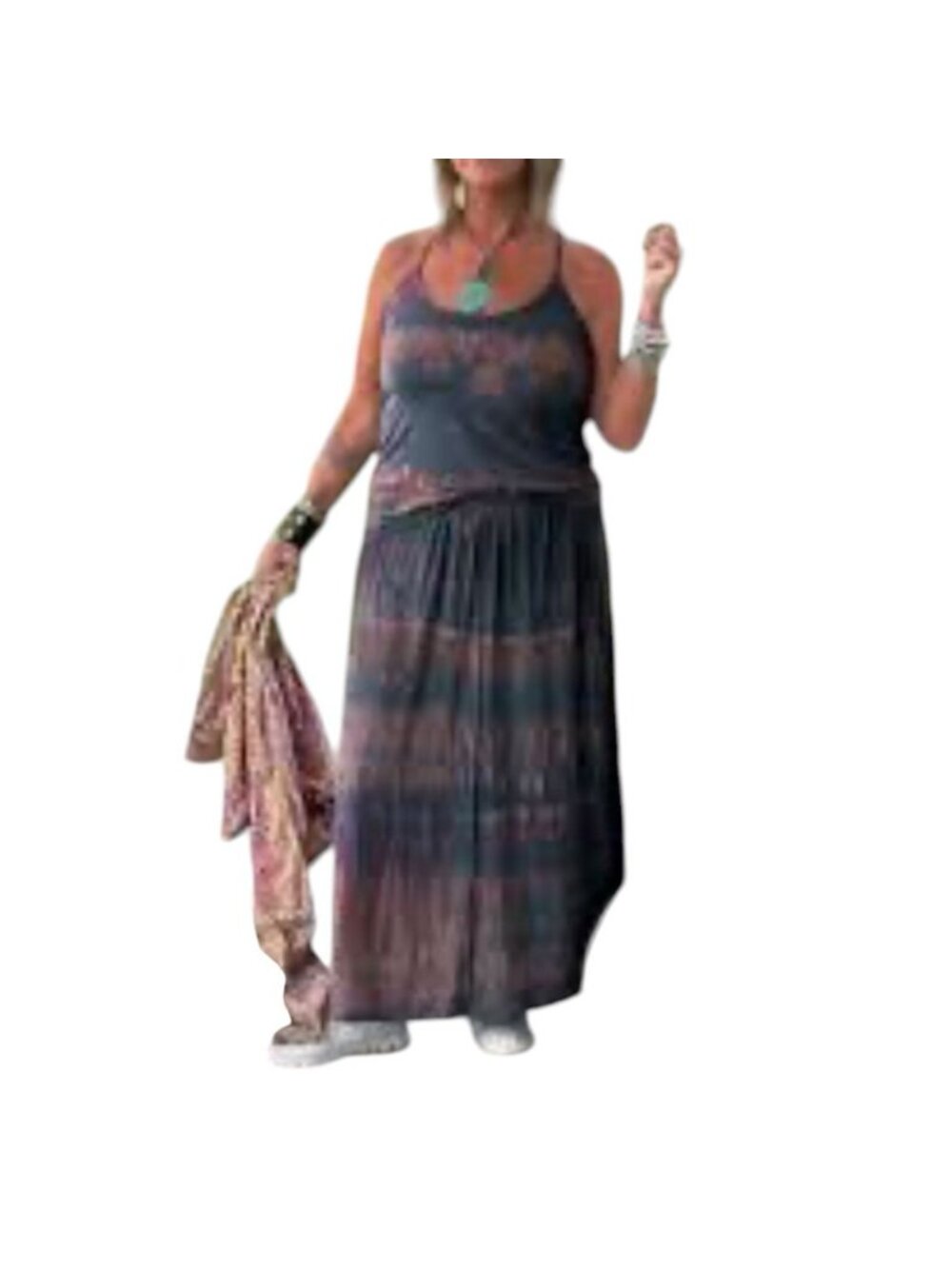Jaded Gypsy Tie-Dye Smocked Plum Maxi Skirt One Size Boho Indie Western NWT